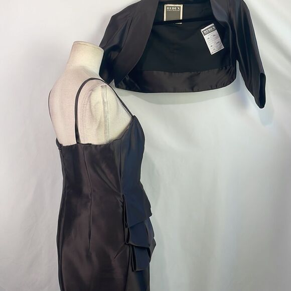 Charles Chang Lima Brown Silk Pleated Side Dress Jacket - Picture 5 of 7